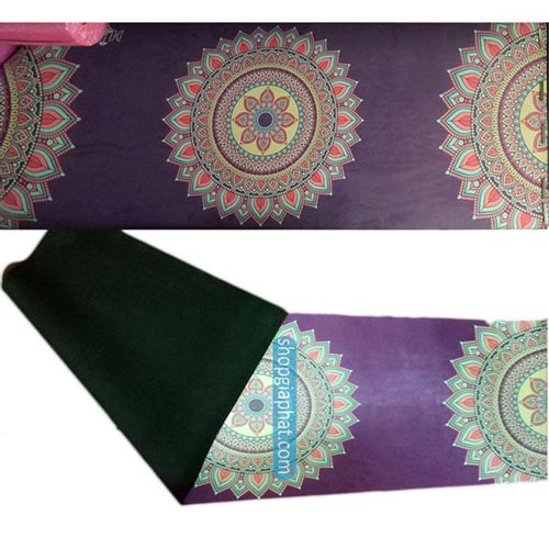 Thảm tập yoga hoa văn Ấn Độ cao cấp - Màu tím