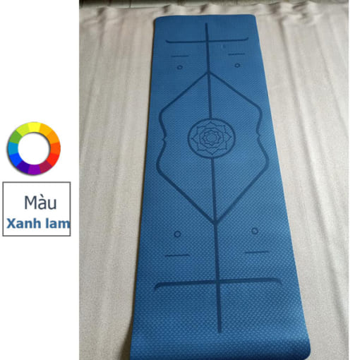 Thảm tập yoga TPE 6mm 1 lớp định tuyến - Màu xanh lam