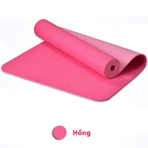 Thảm tập yoga TPE 6mm 2 lớp - Màu hồng
