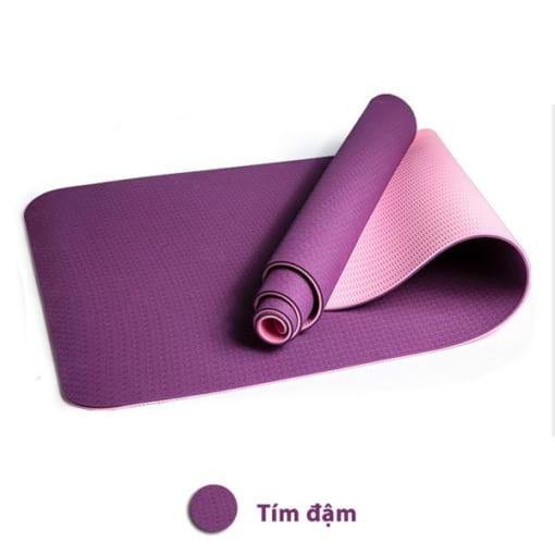 Thảm tập yoga TPE 6mm 2 lớp - Màu tím đậm