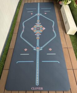 Thảm tập yoga Clover xơ dừa (hoa văn) - Màu Xanh dương
