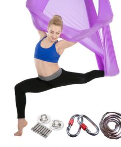 Bộ sản phẩm Bộ võng tập yoga bay chuyên nghiệp, chất liệu vải lụa đơn sắc - Màu tím nhạt