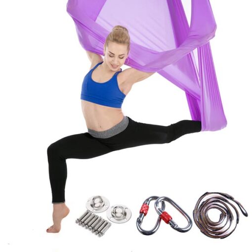 Bộ sản phẩm Bộ võng tập yoga bay chuyên nghiệp, chất liệu vải lụa đơn sắc - Màu tím nhạt