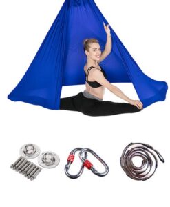 Bộ sản phẩm Bộ võng tập yoga bay chuyên nghiệp, chất liệu vải lụa đơn sắc - Màu xanh lam