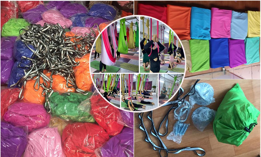 Tổng kho Dung Tài phân phối Bộ võng tập yoga bay chuyên nghiệp, chất liệu vải lụa đơn sắc