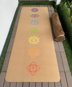 Thảm tập yoga gỗ bần CLOVER - Hoa văn 7 luân xa